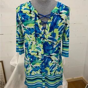 Vibrant Blue and Green Women's Blouse